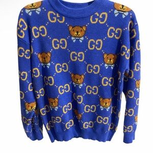 Royal Blue Teddy Bear Knit Sweater